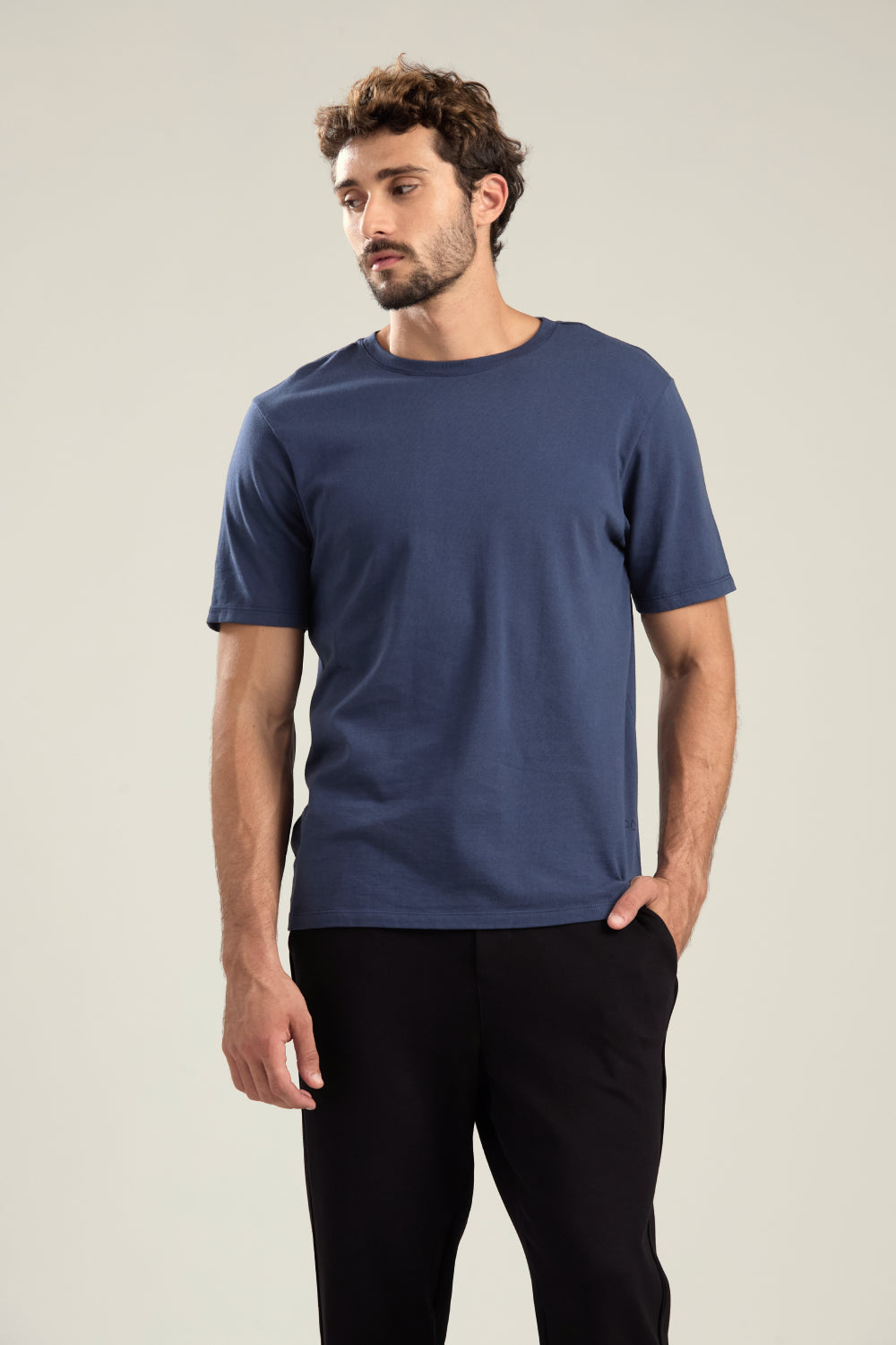 CAMISETA ALGODÃO ESSENCE AZUL JEANS