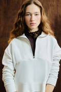 CASACO MOLETOM MEIO ZÍPER BASIC OFF WHITE