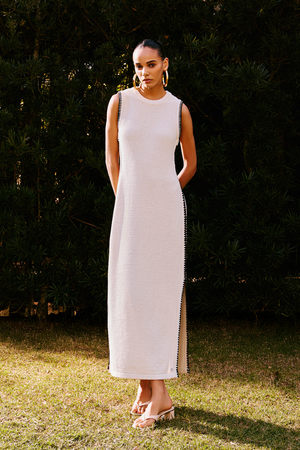 VESTIDO MIDI TRICOT FIORE AVEIA