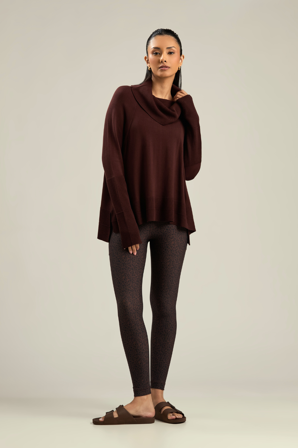 CASACO GOLA ALTA TRICOT COFFEE