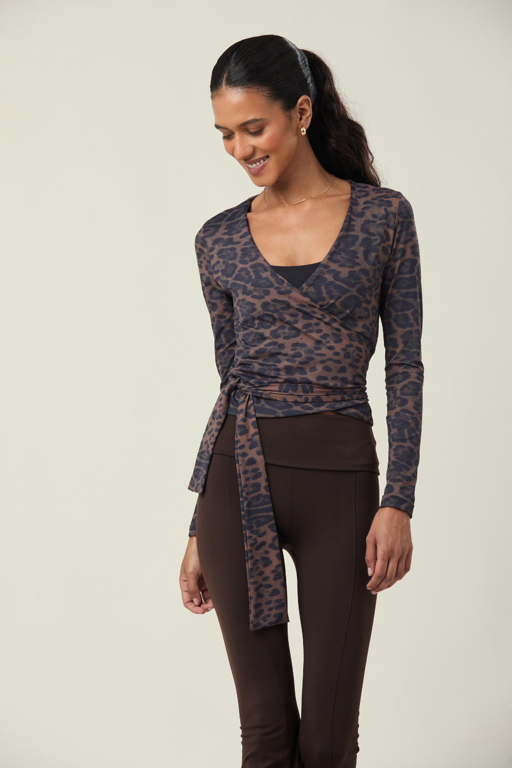 BLUSA MANGA LONGA  TRANSPASSE ANIMAL PRINT CHOCOLATE