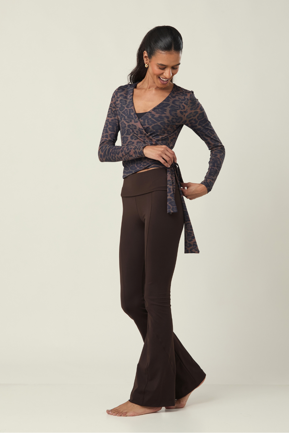 BLUSA MANGA LONGA  TRANSPASSE ANIMAL PRINT CHOCOLATE