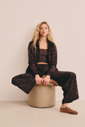 CALÇA WIDE ANIMAL PRINT CHOCOLATE