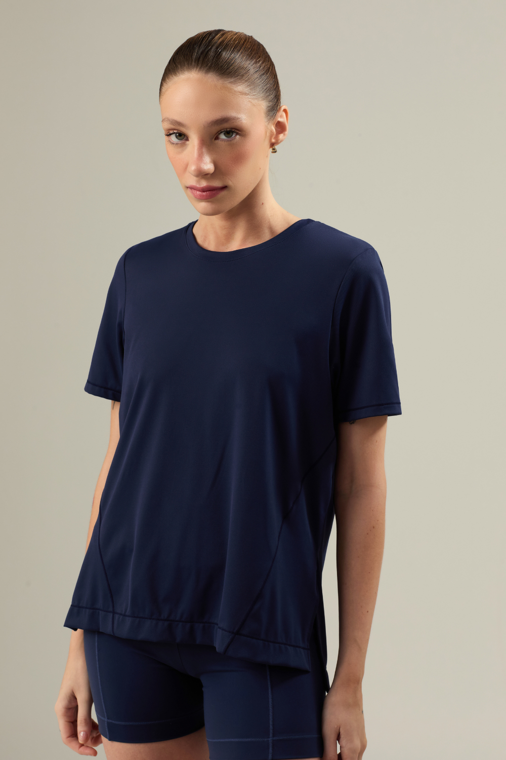 CAMISETA MANGA CURTA COM FENDA AFTER BLUE AZUL MARINHO