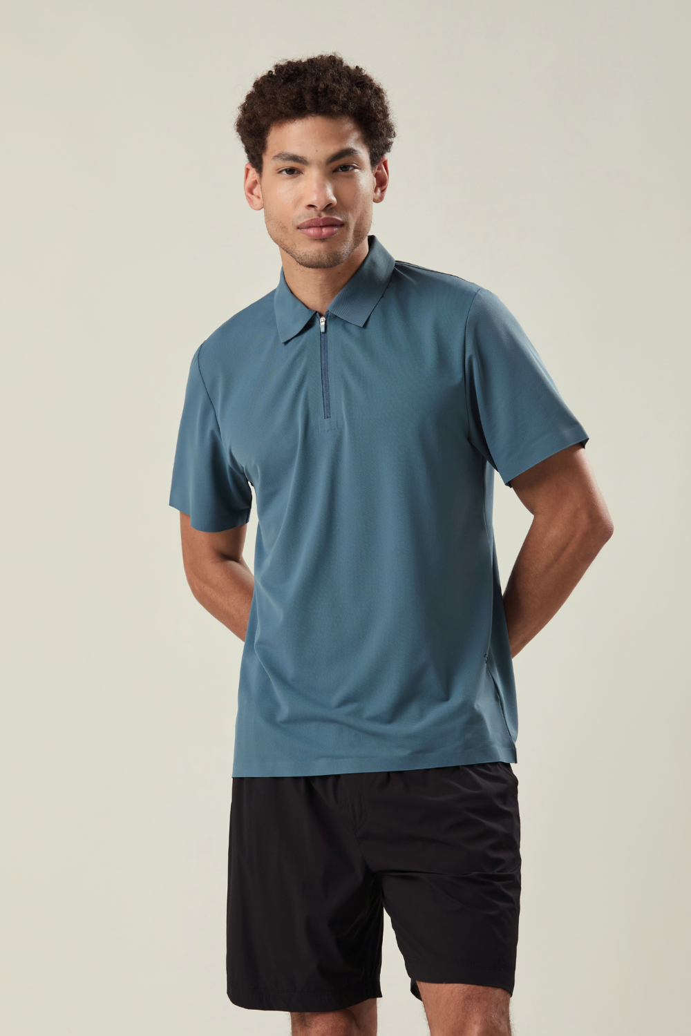 CAMISETA POLO ZÍPER AZUL FORCE