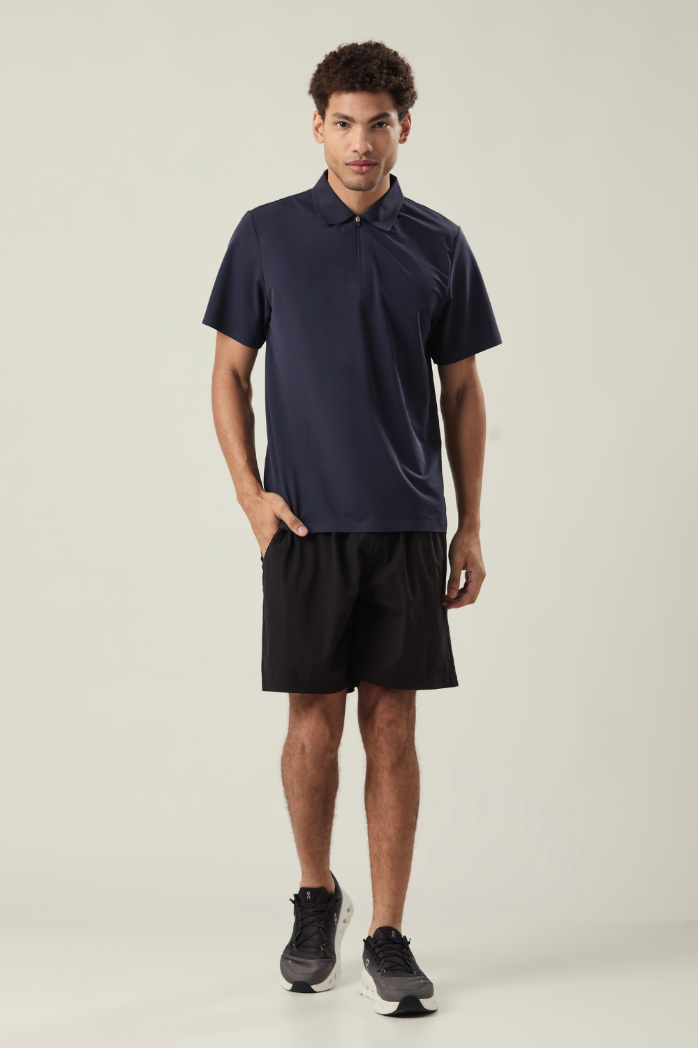 CAMISETA POLO ZÍPER MARINHO