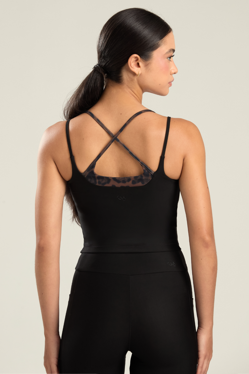 TOP DUPLO ANIMAL PRINT PRETO PRETO