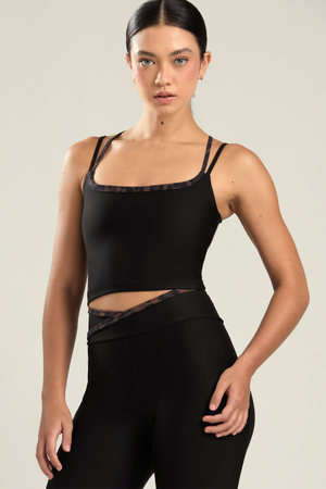 TOP DUPLO ANIMAL PRINT PRETO PRETO
