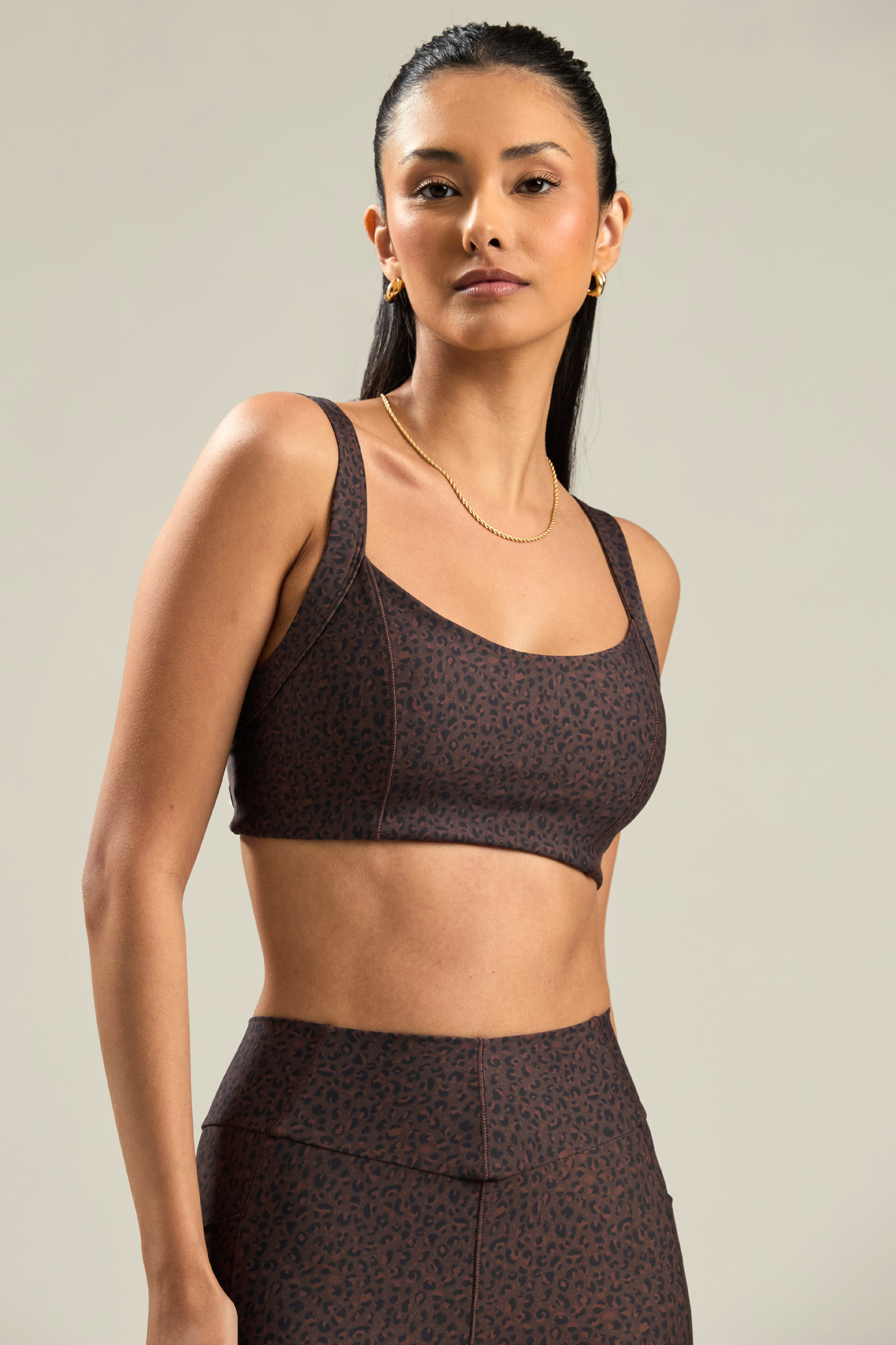 TOP MEIA TAÇA ANIMAL PRINT CHEETAH CHOCOLATE
