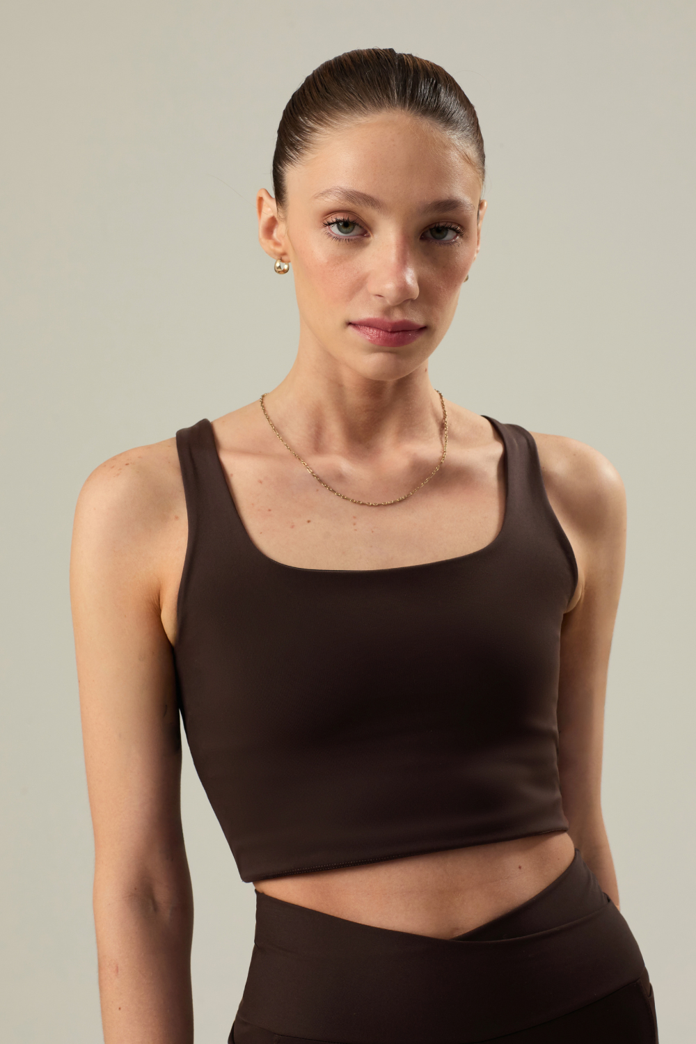TOP REGATA SLIM COTTON BLOOM COFFEE
