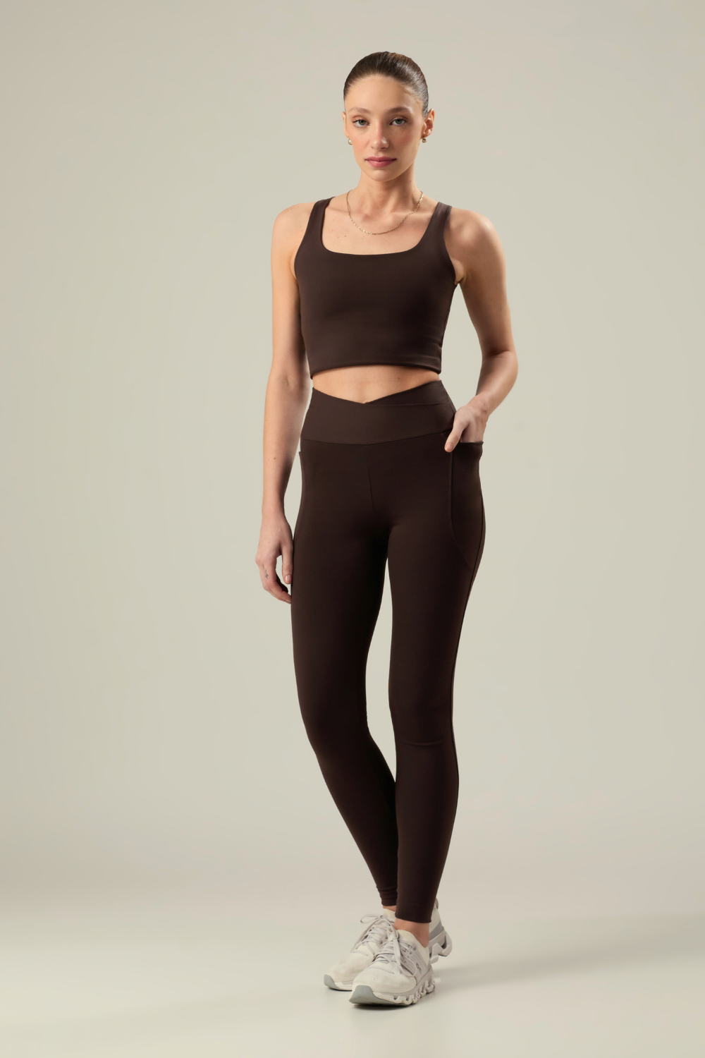TOP REGATA SLIM COTTON BLOOM COFFEE