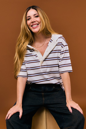 CAMISETA POLO LINES BY MICA OFF WHITE